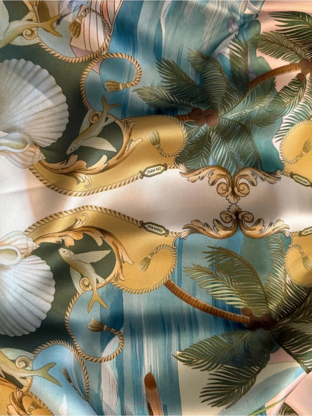 FARM RIO Royal Sea Satin Scarf Medium Bag NWT